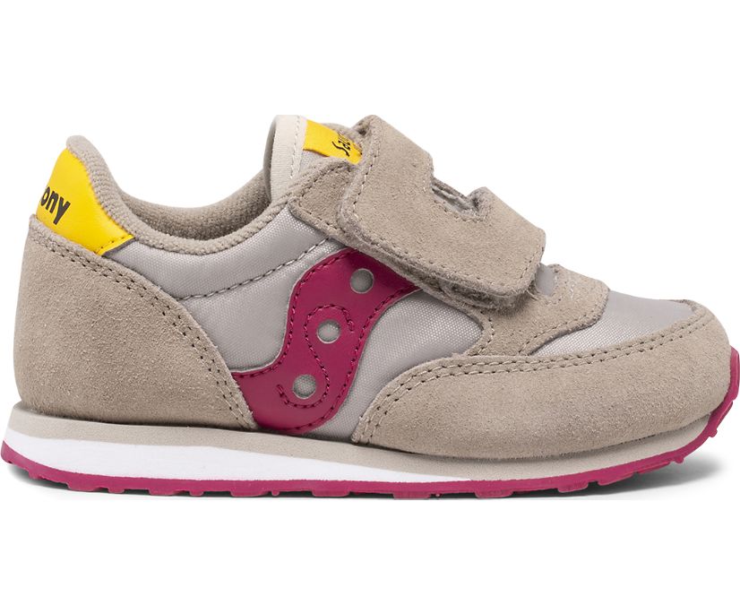 Saucony Baby Jazz Hook & Loop Kids' Sneakers Grey / Burgundy | AU 729QMAZ